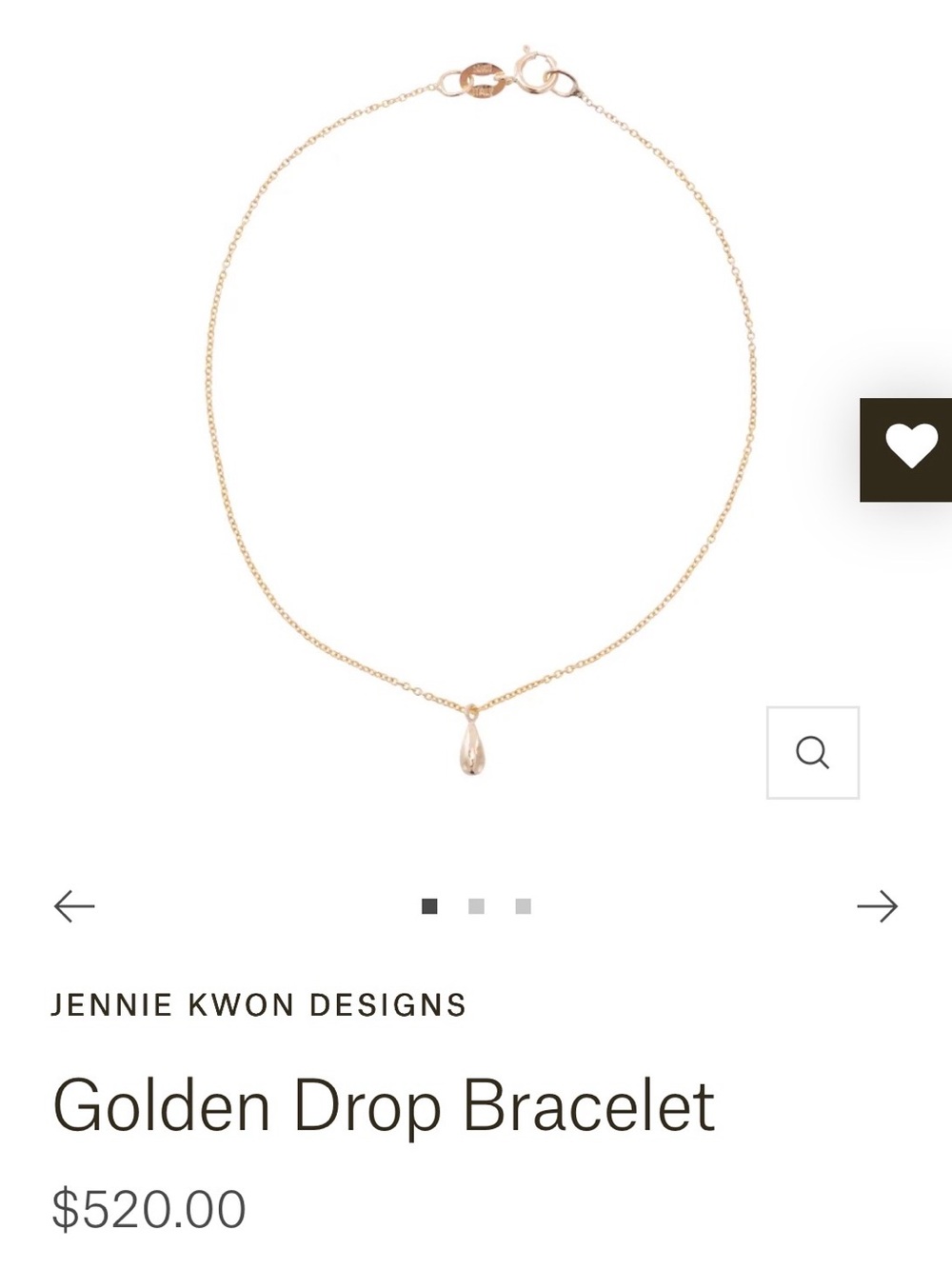 Jennie Kwon Designs 14K Yellow Gold Teardrop Bracelet